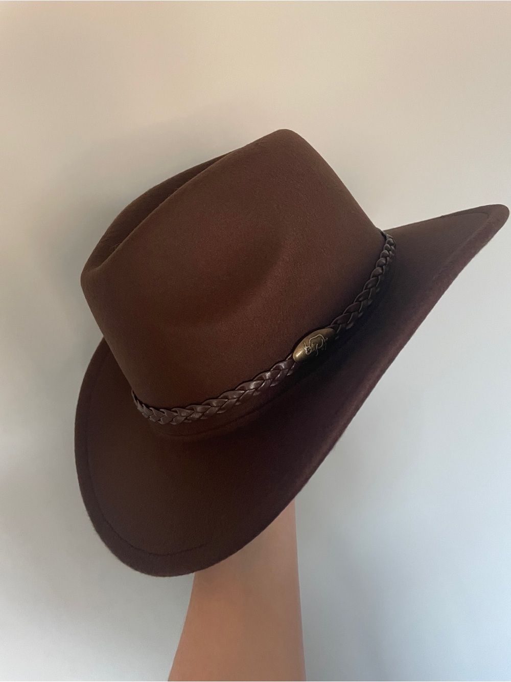 Brown Felt Western Cowboy Hat with Braided Band